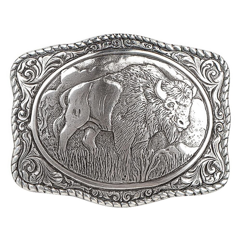 8345 Nocona 's Crumrine Silver Bison Scaloped Buckle, One Size